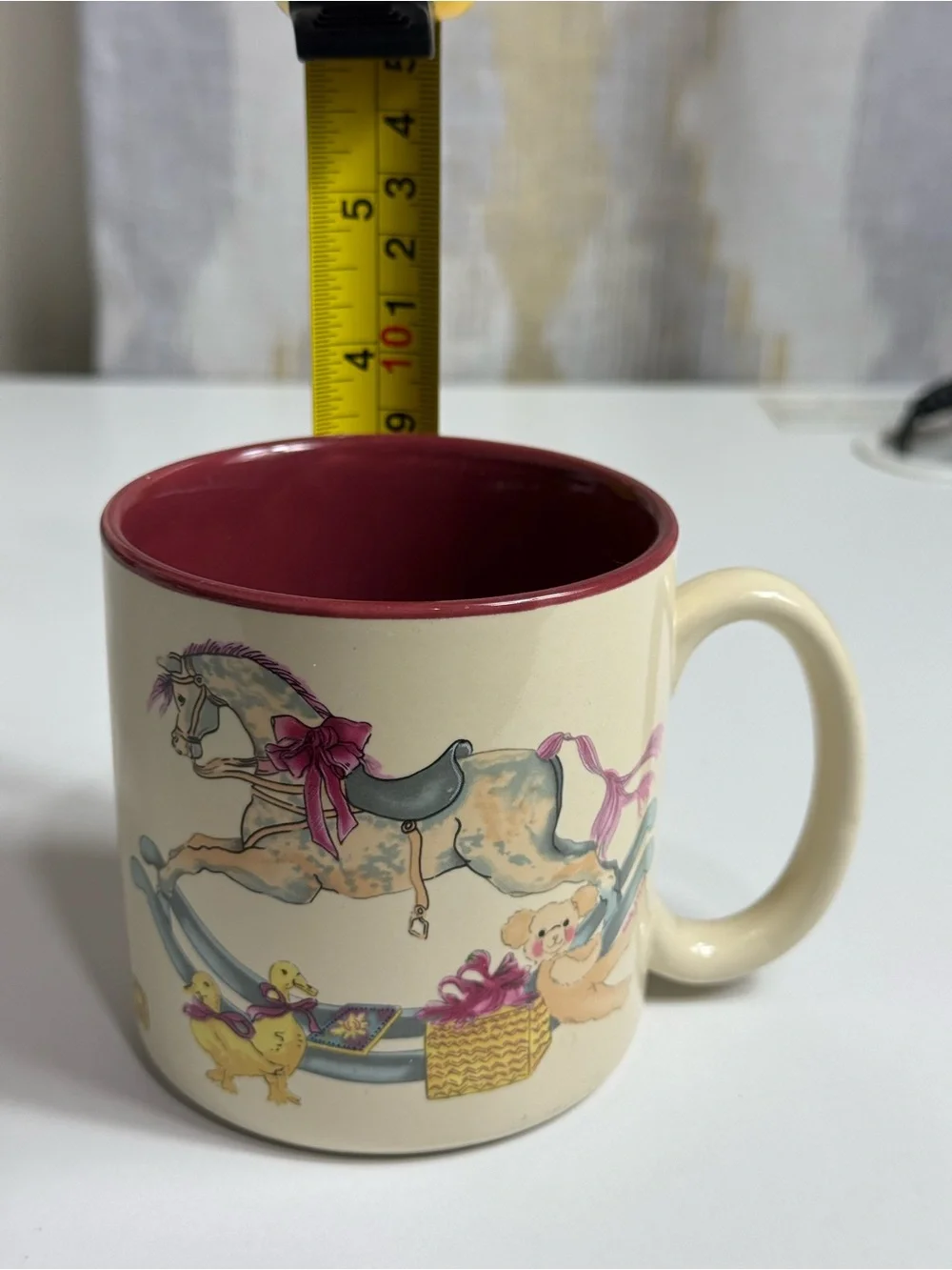 Vintage Creative Concepts Cream and Burgundy Carousel Horse Ceramic Mug
